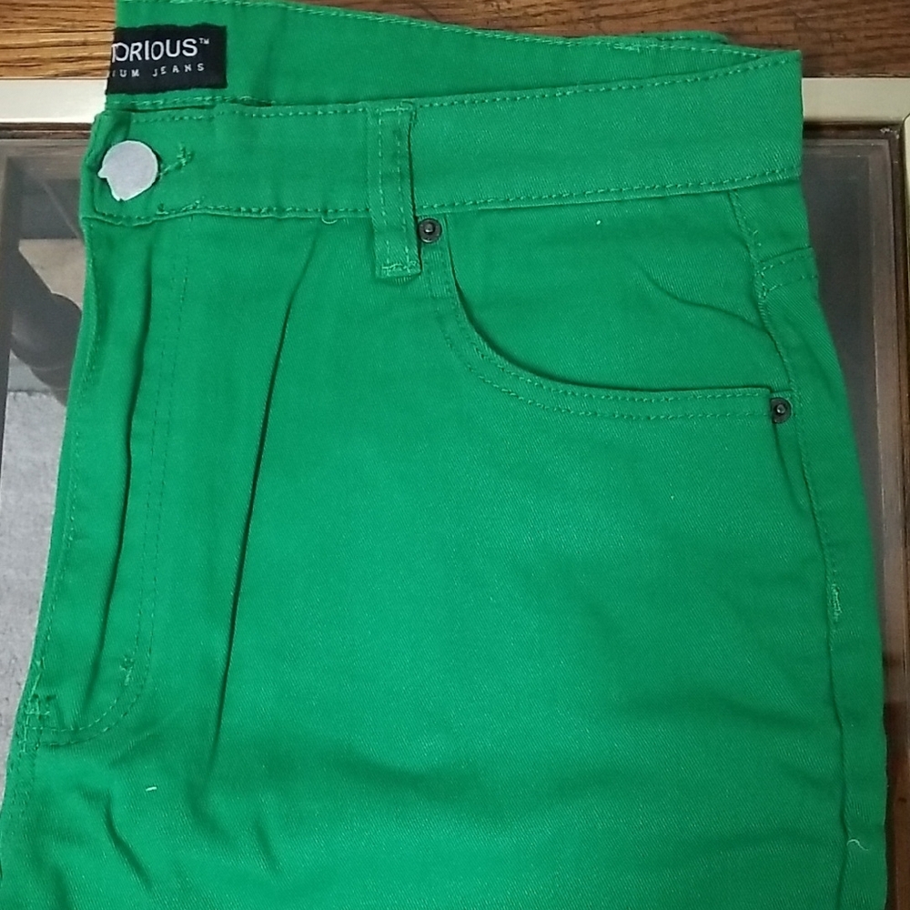 Vibrant Green Slim Fit Men's Jeans by Victorious